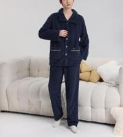 Antistatische Herbst- und Winter-Pyjamas für Paare, einfaches, dickes Fleece, warm, mit Umlegekragen, Cardigan-Homewear-Set