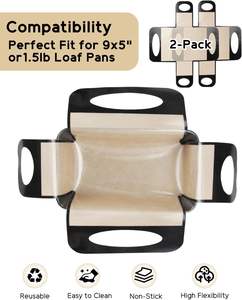 Moule à pain réutilisable en silicone, support de levage pour pain en silicone de qualité alimentaire, outil de transfert de pâte antiadhésif avec 4 poignées - Product Image 5