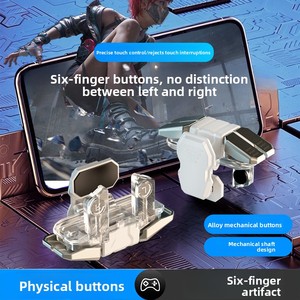 Manette de <span class=keywords><strong>jeu</strong></span> mobile mécanique à six doigts, boutons d'épaule de <span class=keywords><strong>jeu</strong></span> L1 R1 à clic sensible, pour jeux FPS sur téléphone portable - Product Image 4