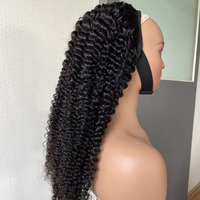 Demi-perruque en cheveux humains bouclés naturels birmans, style crépu, facile à poser pour débutantes, avec cordon de serrage, clips discrets, sans colle