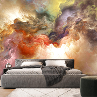 Nuages Colorés 3D en Soie Imperméable Anti-Plis Moderne Abstrait Murale de Plafond Installation Facile pour la Maison Garçons Filles