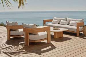 Sofá de Madera para Jardín, Patio, Terraza o Sala de Estar, Resistente a la Lluvia, de Teca, Estilo Resort, Nuevo y en Oferta - Product Image 6