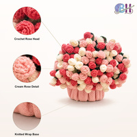 Karangan Bunga Mawar Rajut Tangan BH, Rangkaian Bunga Benang Realistis, Dapat Digunakan Kembali, Dekorasi Rumah Modern, Hadiah Hari Valentine