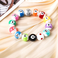 Nouveau design de perles acryliques 16mm multicolores peintes numériquement, perles de billard rondes en vrac pour la fabrication de stylos et de bracelets, vente en gros