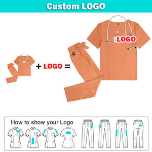 Uniforme de travail médical confortable pour salon de beauté avec logo personnalisé, ensembles de blouses unisexes, tissu extensible en polyester, infirmière d'hôpital - Product Image 2