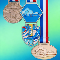 Médaille personnalisée moderne/ancienne en alliage de zinc pour compétition de natation avec motif de plongeur en piscine