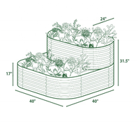 Jardinière modulaire en métal ondulé à plusieurs niveaux Huizhou Green Giant de 32 pouces de hauteur