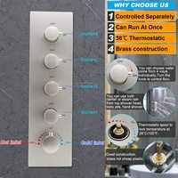 Système de douche thermostatique effet pluie en nickel brossé, corps en laiton céramique, jets doux, douchette à main et pluie supérieure pour hôtels et villas