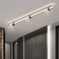 Plafonnier LED en aluminium de style nouveau, créatif, en forme de bande longue, à CRI 90 élevé, à montage en surface, pour salon et entrée