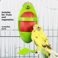 Station d'alimentation en os de seiche en gros avec panier à légumes/fruits, perchoir et jouet pour oiseaux, support à calcium pour perroquets