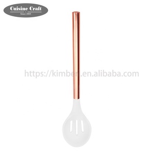 Hot Selling Silicone <strong>Kitchen</strong> <strong>Accessories</strong> 5pcs White Nylon <strong>Kitchen</strong> Cooking Utensils Set with Coating <strong>Copper</strong> Handle - Product Image 3