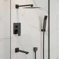 Ensemble de robinet de douche à effet pluie mural Chrome cascade Robinet de douche de salle de bain Ensemble de douche dissimulé
