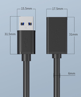 Cable de Extensión USB 3.0 Tipo A Macho a Hembra, Cable de Extensión USB de Alta Velocidad para Transferencia de Datos para Computadora, Laptop, Disco USB