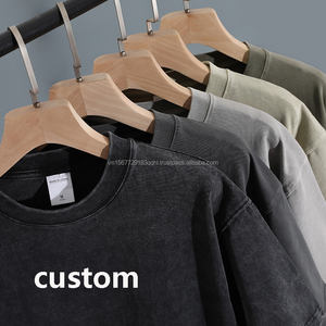 Camiseta Vintage para Hombre, Estilo Lavado Ácido, 100% Algodón, Tejido de Punto, Manga Corta, Corte Regular, Unisex, Personalizada al por Mayor - Product Image 1