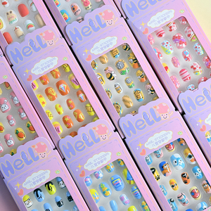 24 <span class=keywords><strong>faux</strong></span> ongles pour enfants, motifs de dessins animés, adorables, pour filles, patchs d'ongles artificiels en acrylique, à presser, style <span class=keywords><strong>Kawaii</strong></span> - Product Image 5