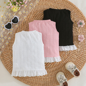 Ropa para Niños, Conjunto de Tres Piezas para Bebé Niña, Top sin Mangas con Lazo, Estampado Floral, Camiseta Básica para Recién Nacida - Product Image 2