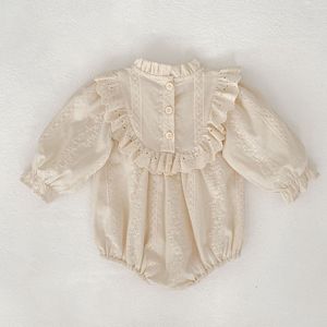 Mameluco de Encaje Vintage con Cuello de Volantes para Bebé, Body de Manga Larga para Niñas de 0 a 24 Meses, Mono de Algodón Suave para Bebés, Traje de Fiesta - Product Image 3