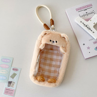 Porte-clés mini pochette transparente avec fermeture éclair, porte-monnaie en peluche, porte-clés photo, joli sac pour cartes d'identité et de crédit, cadeaux
