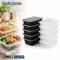 Boîte à lunch rectangulaire en plastique transparente avec logo personnalisé SOTON, boîte à bento jetable en PP avec couvercle, compatible micro-ondes, étanche, 1000 ml, vente en gros