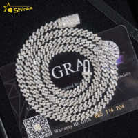 Chaîne Moissanite 5mm Petite Taille Iced Out Vvs Moissanite Chaîne à maillons cubain en argent sterling 925 Plaqué or blanc 18 carats Bijouterie fine