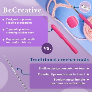 Soft Handle <b>Crochet</b> <b>Hook</b> 9pcs/set Aluminum <b>Crochet</b> <b>Hook</b> Set - Product Image 4