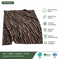 Plaid à rayures zébrées marron et noir, semi-velours, lavable en machine, durable, chaud et confortable pour canapé, maison, cadeau, vente en gros