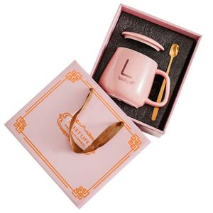 Taza de Cerámica con Tapa y Cuchara, con Logotipo Personalizado, para Regalo de Cumpleaños y Día de la Madre, Impresión en Serigrafía, Color Personalizado, para Uso Promocional en Oficina - Product Image 1