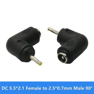 DC adaptörü 5.5*2.1mm kadın 2.5*0.7mm erkek dik açı dönüştürücü, JACK 5.5x2.1mm için 2.5x0.7mm 90 derece bağlayıcı 2-PACK