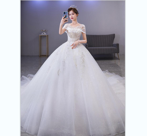Temperamento una línea hombro vestido <span class=keywords><strong>de</strong></span> <span class=keywords><strong>novia</strong></span> 2024 primavera nueva <span class=keywords><strong>novia</strong></span> cintura cerrada arrastre <span class=keywords><strong>de</strong></span> gran tamaño embarazada moda chica principal - Product Image 1