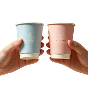 Custom Logo 10oz/12oz/16oz Eco-Friendly for Coffee Bubblea Tea ,Ins Style <b>Disposable</b> <b>Cups</b> Double Wall Craft Paper <b>Cup</b> with Lids - Product Image 4