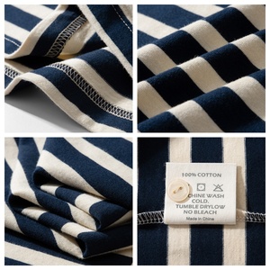 Tendance 2026 – T-shirt marin homme coupe décontractée 280g 100% coton style Breton, manches longues, printemps-automne, vintage, avec logo personnalisé - Product Image 4