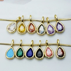 Mini pendentif classique pour femme, en forme de goutte, style pierre de naissance, avec breloques en cristal coloré, design minimaliste et charmant - Product Image 3