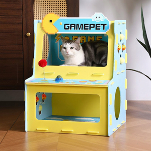 Casa para Gatos de Dos Pisos con Forma de Consola de Videojuegos de Estilo Pixelado Moderno, Resistente a la Intemperie, para Interiores y Exteriores, con Rascador para Gatos - Product Image 3