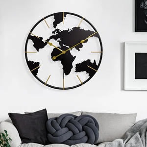 Reloj <span class=keywords><strong>de</strong></span> pared redondo <span class=keywords><strong>de</strong></span> metal con <span class=keywords><strong>mapa</strong></span> del <span class=keywords><strong>mundo</strong></span> creativo y novedoso para decoración <span class=keywords><strong>de</strong></span> oficina y hogar - Product Image 3