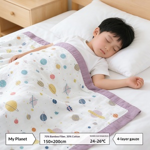 Couette rafraîchissante d'été en gaze de coton de bambou, motif botanique et animalier, pour enfants et adultes, idéale pour <span class=keywords><strong>la</strong></span> maison et <span class=keywords><strong>la</strong></span> climatisation, qualité maternelle et infantile - Product Image 6