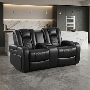 Sofá Reclinable de <span class=keywords><strong>3</strong></span> <span class=keywords><strong>Plazas</strong></span> Frank Multifuncional de Cuero Ecológico con Gravedad Cero y Carga Inalámbrica para Sala de Estar Moderna - Product Image 2