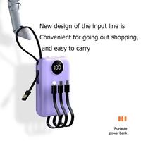 Chargeur portable avec écran LED 10000mAh avec câbles intégrés, batterie externe à charge rapide avec 4 sorties et 2 entrées