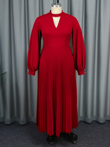 Maniche lunghe a lanterna tagliate Maxi <span class=keywords><strong>abiti</strong></span> a pieghe da donna <span class=keywords><strong>Curvy</strong></span> <span class=keywords><strong>taglie</strong></span> forti - Product Image 4