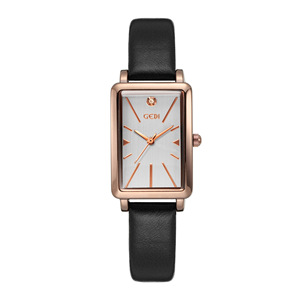 Montre femme rétro à cadran carré, fine et élégante, bracelet en cuir, montre à quartz pour femmes - Product Image 5
