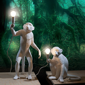Moderne Noir Lampe Singe Résine Chanvre Corde Singe Lampe de Salon Blanc Singe Lumières Pendentif Lumières Lampe Suspendue E27 - Product Image 2
