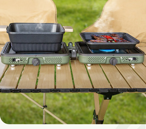 Fornello a Gas Portatile a 2 Fuochi, Pieghevole e Leggero, Pronto per Escursioni e Picnic all'Aperto - Product Image 1