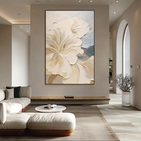 Diptyque botanique minimaliste moderne, peinture à l'huile faite à la main, texture épaisse, couteau à palette, art mural 3D sur toile pour salon