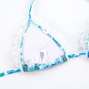 Conjunto de Bikini Halter para Mujer 2025, Traje de Baño Sexy con Patrón Sólido, Antibacteriano, Transpirable, de Nailon y Spandex, con Perlas - Product Image 6