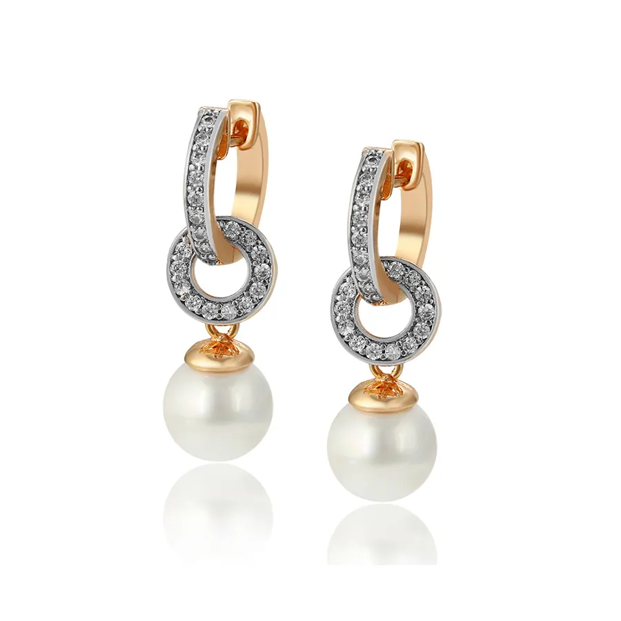 A00614311 Xuping Assembly detachable Hot selling multi color gold plated jewelry pearl with huggie earrings for women