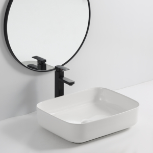 rectangular design white ceramic counter bathroom sink wash basin for hotel villa