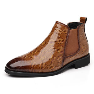 Botas de Invierno para Hombre, Estilo Chelsea, Talla 46, con Forro de Lana Cálida, Botas de Cuero de Lujo para Fiestas y Uso Diario 2025 - Product Image 1