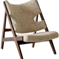 Fauteuil de salon moderne et portable en tricot, avec pieds en bois massif et revêtement en coton crème, pour salon et salle à manger