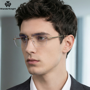 Nuovi Occhiali da Vista Senza Montatura per Uomo con Aste in Acetato e Dettagli in Metallo, Montatura <span class=keywords><strong>Ottica</strong></span> alla Moda, Logo Personalizzabile - Product Image 3