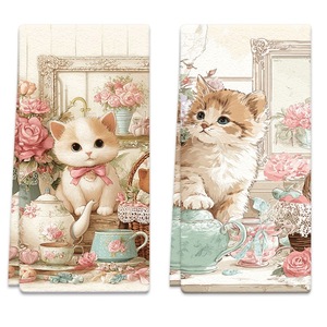 Cross-border digital printing household <b>kitchen</b> <b>towels</b>, dishcloths, tablecloths, decorative tea <b>towels</b>, cute kitten <b>towels</b> - Product Image 2