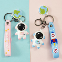 Porte-clés 3D en PVC avec pendentif pour sac de voiture, dessin animé mignon, astronaute, astronaute, cadeau de couple